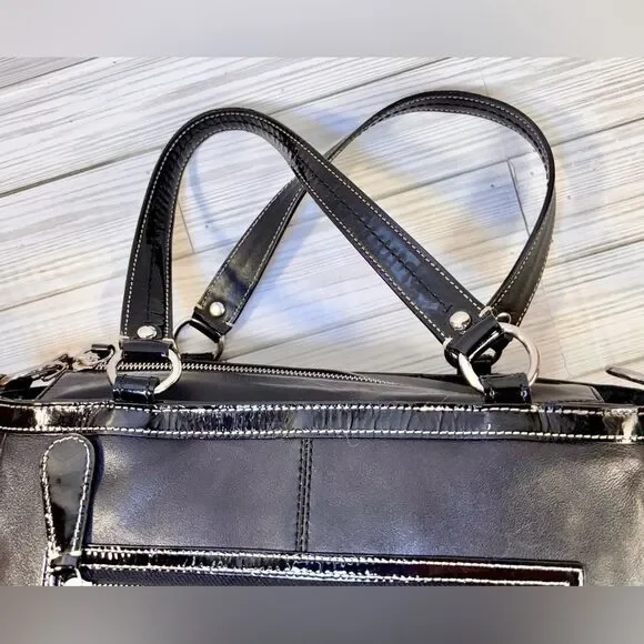 046-Coach:F14887 Laura Leather Tote Bag w/ Patten Leather Trim Bag & Wallet Set - Picture 8 of 11